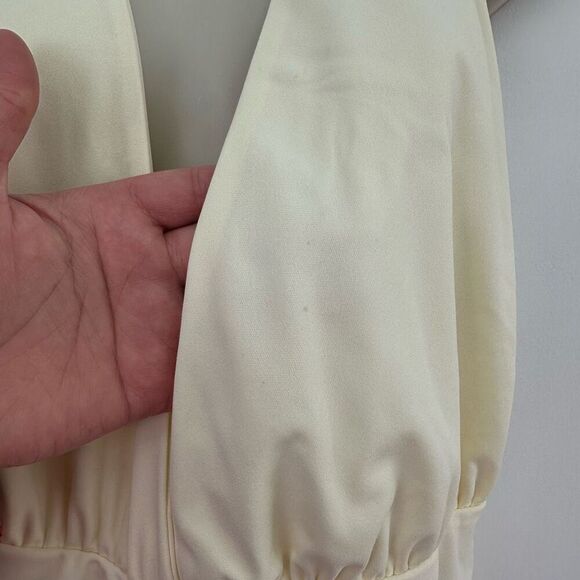 Zara Women’s Rare Blogger Fave Pale Butter Yellow Cream Jersey Halter Ruched Max - Picture 9 of 16